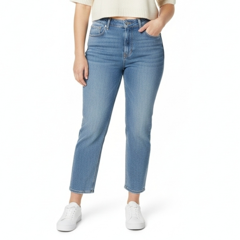 Everlane Curvy Cheeky Jeans No Waist Gap Straight Fit Ankle Crop‎ Denim Size 28